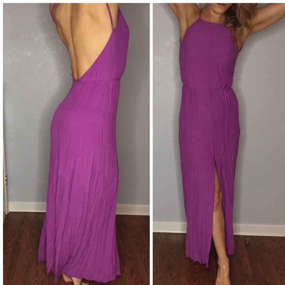 Purple Maxi Dress with Middle Slit - Picture 3 of 5